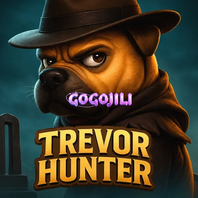 Ang cartoon bulldog explorer sa loob ng Trevor Hunter slot game