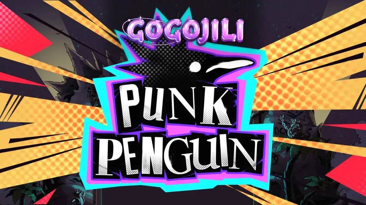 Isang makulay at grungy na visual ng Punk Penguin slot na nagpapakita ng mga punk-rock na penguin sa isang mosh pit.
